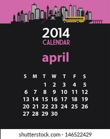 2014 calendar April (vector)
