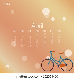 2014 calendar April, vector
