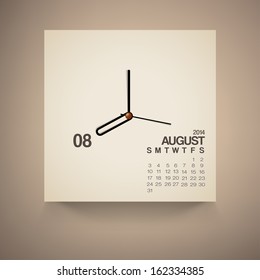 2014 Calendar August Notebook Design Vector