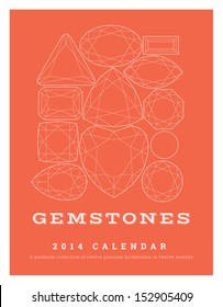 2014 calendar, birthstones series 1 of 7