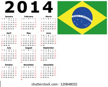 2014 Calendar - Brazil Flag