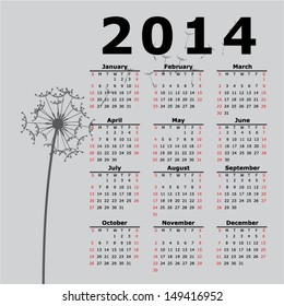 2014 Calendar with Clockflower