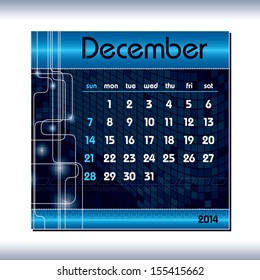 2014 Calendar. December.