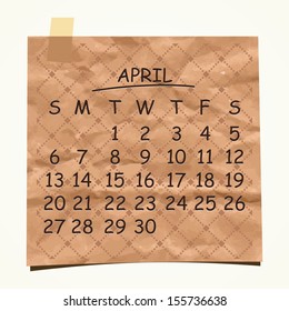 2014 calendar design. April.