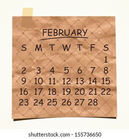 2014 calendar design. Febrary.