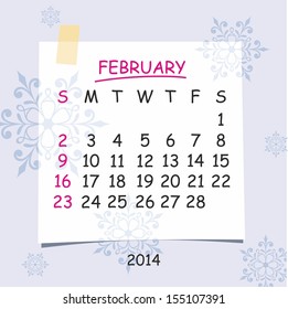 2014 calendar design. February.