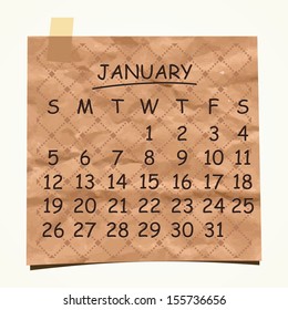 2014 calendar design. January.