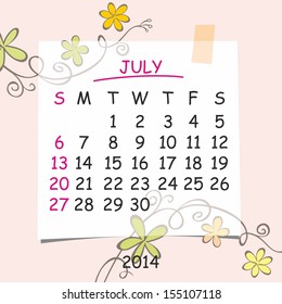 2014 calendar design. July.