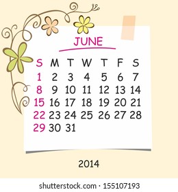 2014 calendar design. June.
