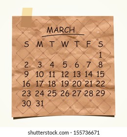 2014 calendar design. March.