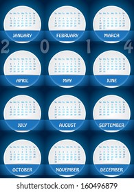 2014 calendar design with white labels and blue peels