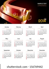 2014 Calendar. Eps10 Vector Background.
