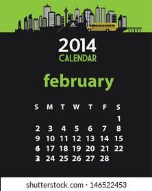 2014 calendar February (vector)