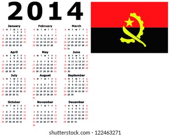 2014 Calendar Flag - Angola