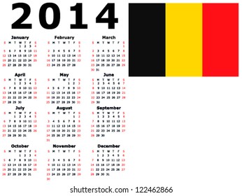 2014 Calendar Flag - Belgium
