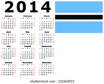 2014 Calendar Flag - Botswana