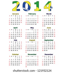 2014 Calendar flag - Brazil