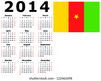 2014 Calendar Flag - Cameroon