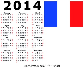 2014 Calendar Flag - France