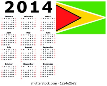 2014 Calendar Flag - Guyana