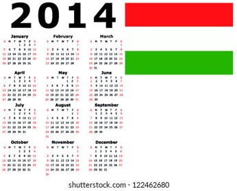 2014 Calendar Flag - Hungary