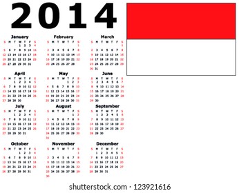 2014 Calendar Flag - Indonesia