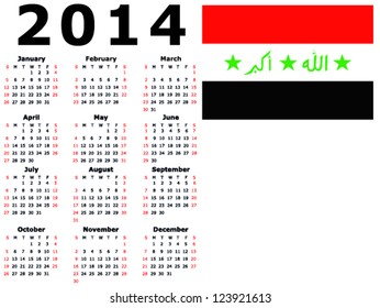 2014 Calendar Flag - Iraq