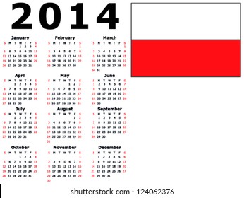 2014 Calendar Flag - Poland