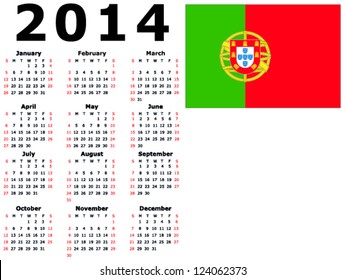 2014 Calendar Flag - Portugal