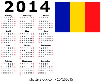 2014 Calendar Flag - Romania