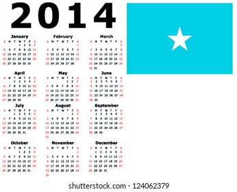 2014 Calendar Flag - Somalia