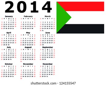 2014 Calendar Flag - Sudan