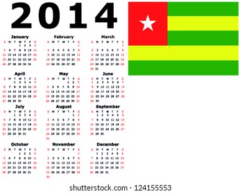 2014 Calendar Flag - Togo