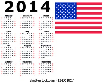 2014 Calendar Flag - USA