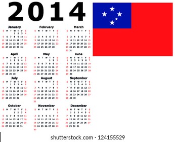 2014 Calendar Flag - Western Samoa