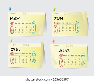 2014 Calendar : Illustrator EPS10