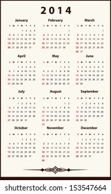 2014 Calendar, jpg file of this image is also available