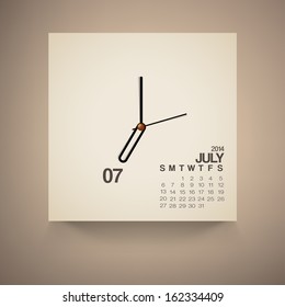 2014 Calendar July Notebook Design Vector