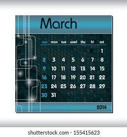 2014 Calendar. March.