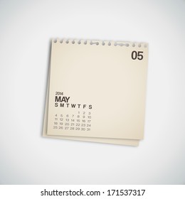 2014 Calendar May Note Paper Vector