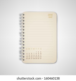 2014 Calendar May Notebook Design Vector
