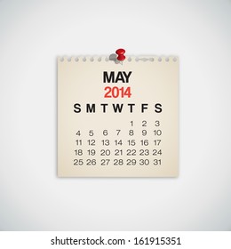 2014 Calendar May Notebook Design Vector