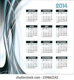 2014 Calendar. Modern Background. 