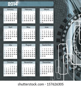 2014 Calendar. Modern Illustration.