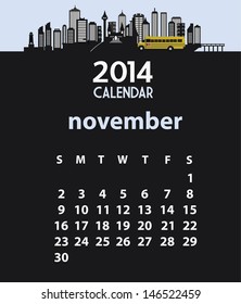 2014 calendar November (vector) 