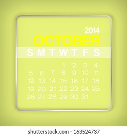 2014 Calendar October Design Vector 