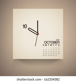 2014 Calendar October Notebook Design Vector