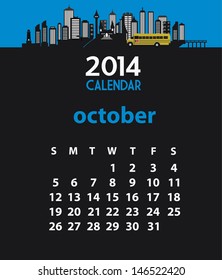 2014 calendar October (vector)