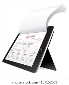 2014 calendar on the screen of tablet computer