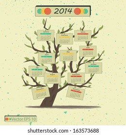 2014 Calendar On a Tree vector illustration